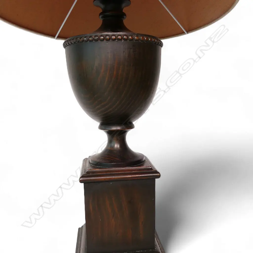A c.1990s wooden table lamp and shade, Image 1++
